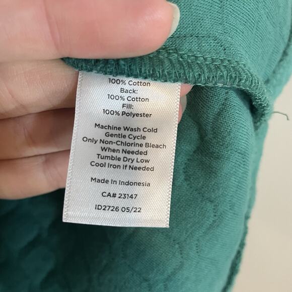 T By Talbots Sweatshirt Women’s XL Petite Quilted Mock Neck Pullover Green Boxy - Picture 5 of 8